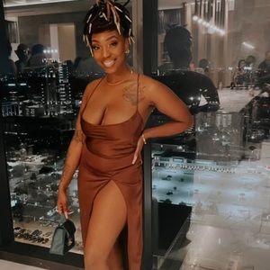 Chocolate Satin Maxi Dress